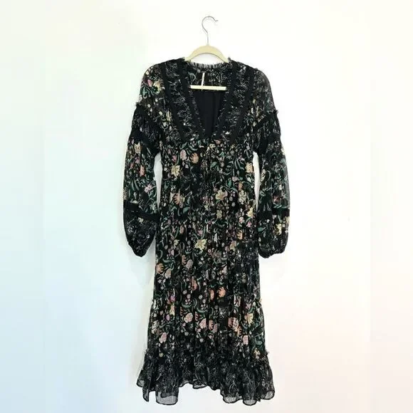 Free People Cassis Printed Chiffon Midi Dress - Picture 9 of 14